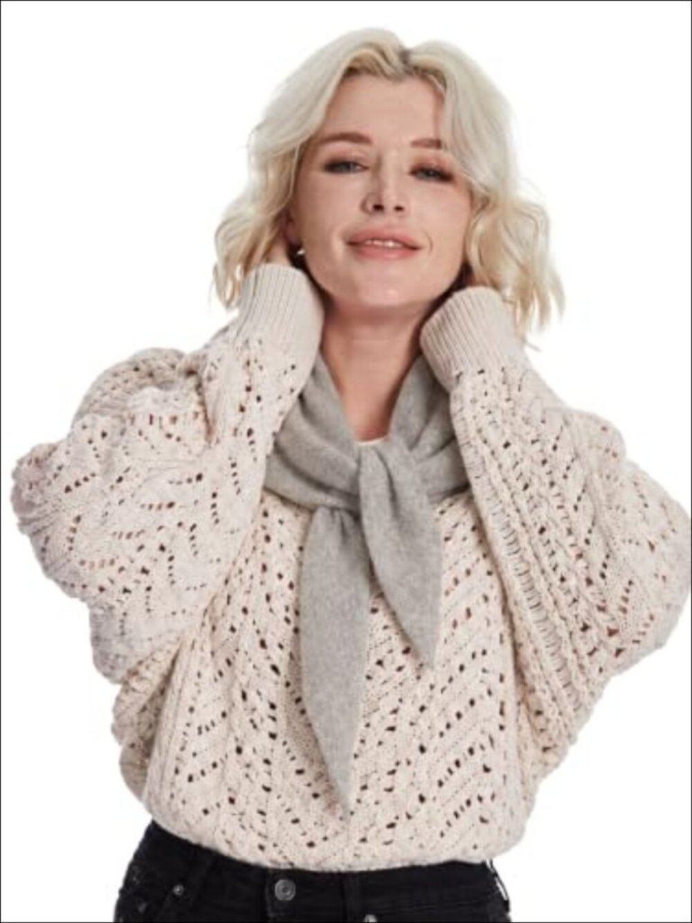 Knit Triangle Scarf Wool Blend Winter Neck Warmer